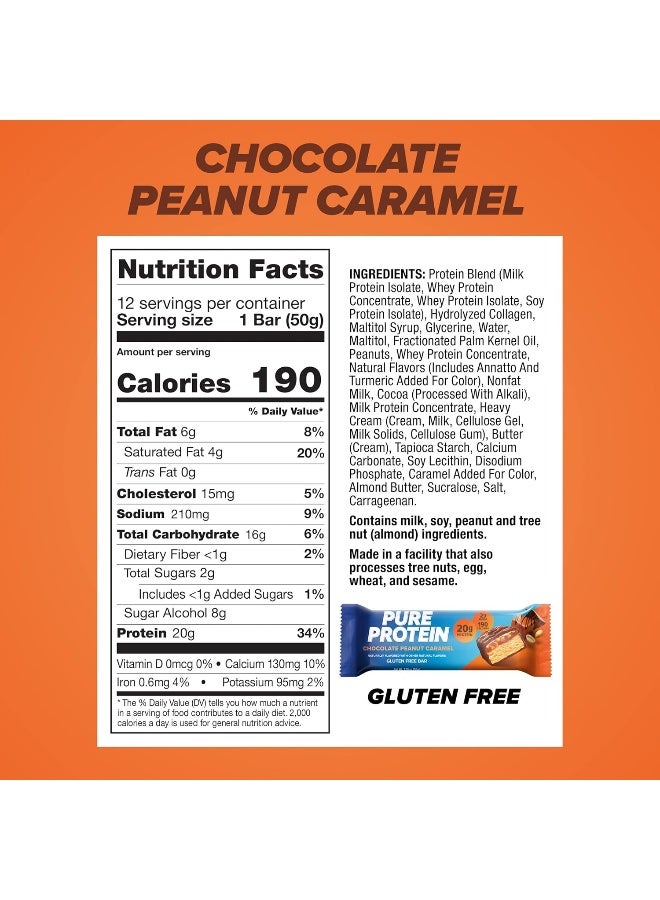 Pure Protein - Chocolate Peanut Caramel, 12 Bar Each 1.76 oz (50g) Packaging May Vary - Image 1