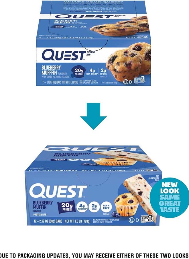 Quest Nutrition Blueberry Muffin Protein Bars, 20g Protein, 2g Sugar, 5g Net Carb, High Fiber, Gluten Free, Keto Friendly, 12 Count - Image 4