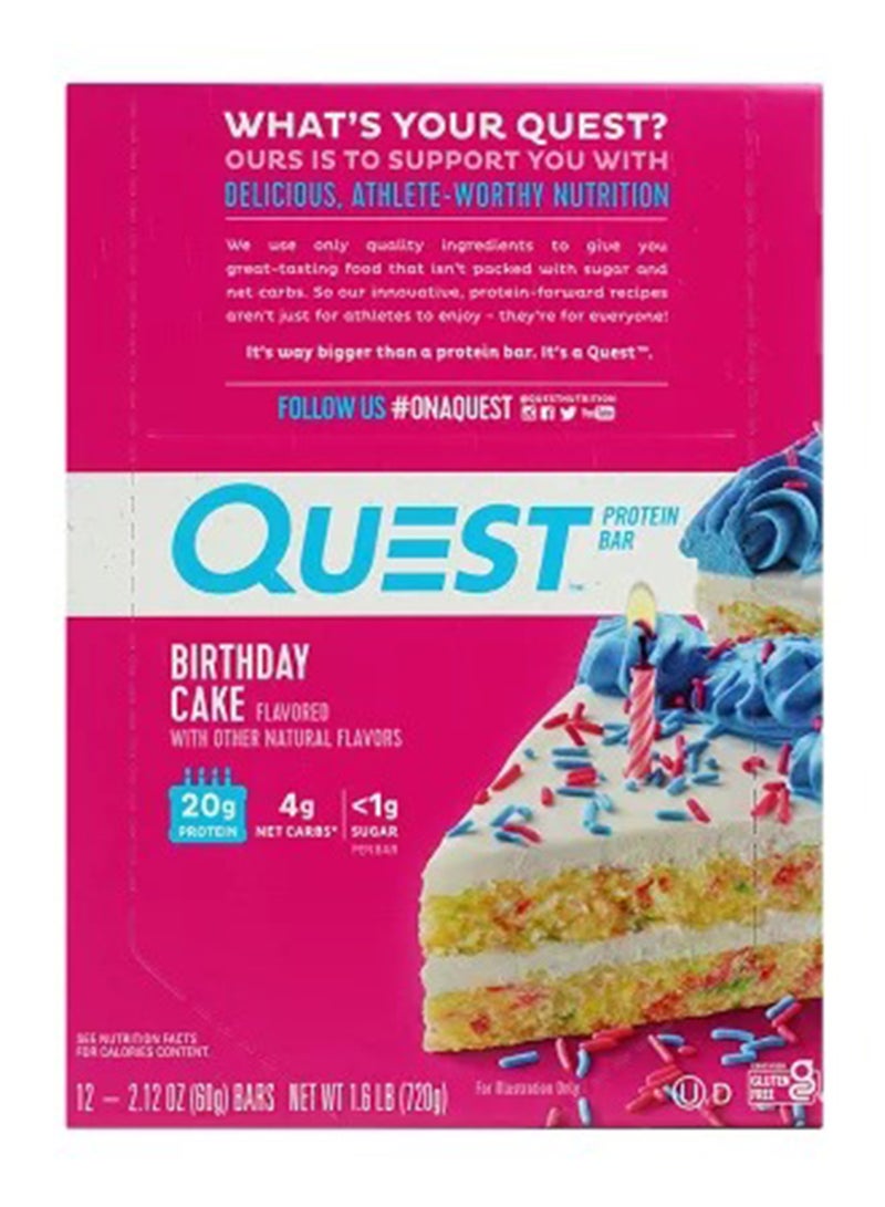 Quest Nutrition Protein Bar Birthday Cake 12 pcs 720gm - Image 1