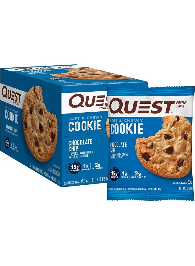 QUEST NUTRITION - Protein Cookie, Chocolate Chip, 12 Cookies, 2.08 oz (59 g) Each - Image 1
