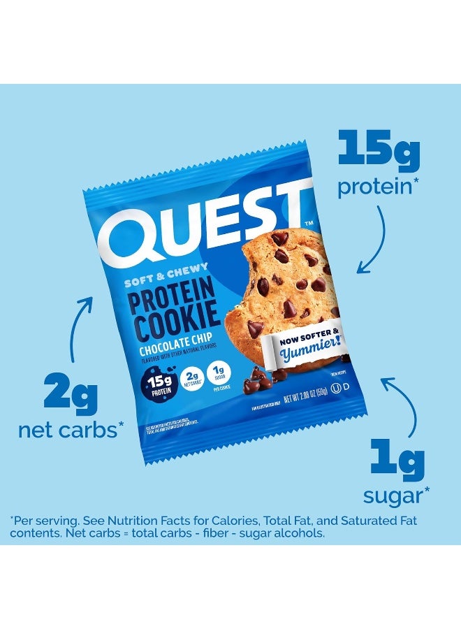 QUEST NUTRITION - Protein Cookie, Chocolate Chip, 12 Cookies, 2.08 oz (59 g) Each - Image 1