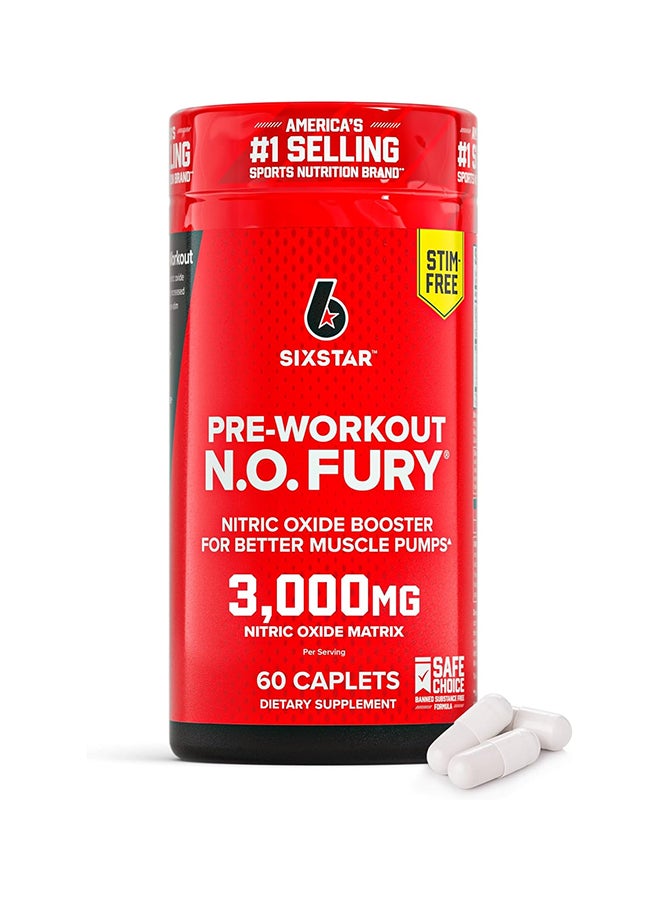 SIX STAR N.O. Fury Elite Series Pre-Workout Dietary Supplement - 60 Caplets - Image 2