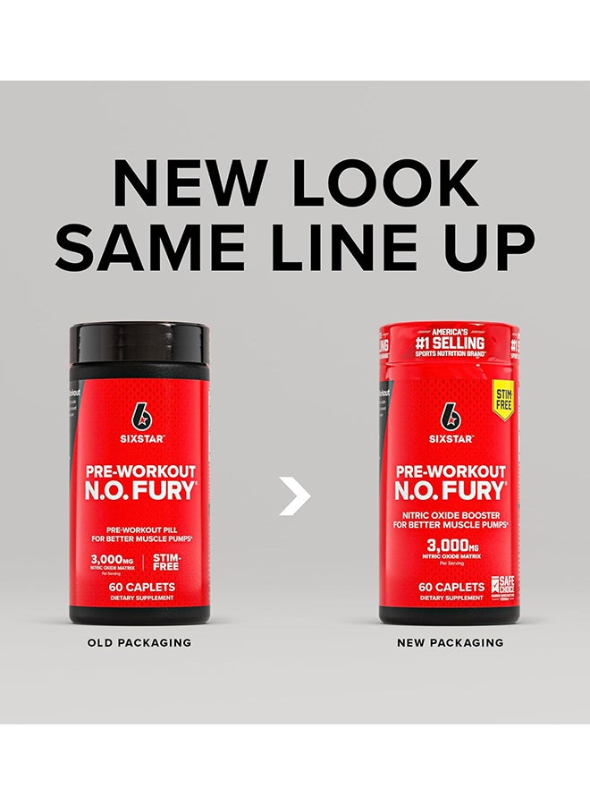 SIX STAR N.O. Fury Elite Series Pre-Workout Dietary Supplement - 60 Caplets - Image 1