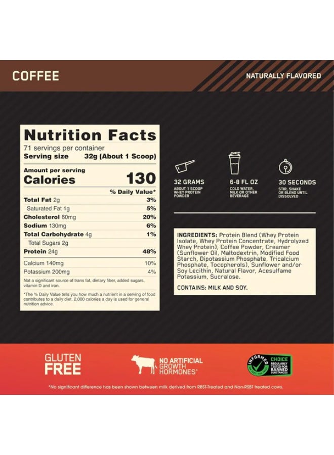 أوبتيموم نيوتريشن بروتين مصل اللبن جولد ستاندرد بنكهة القهوة - 2.27 كجم - Image 5