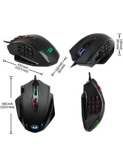 REDRAGON M908 Laser Wired Gaming Mouse With Side Buttons Black  - Image 4