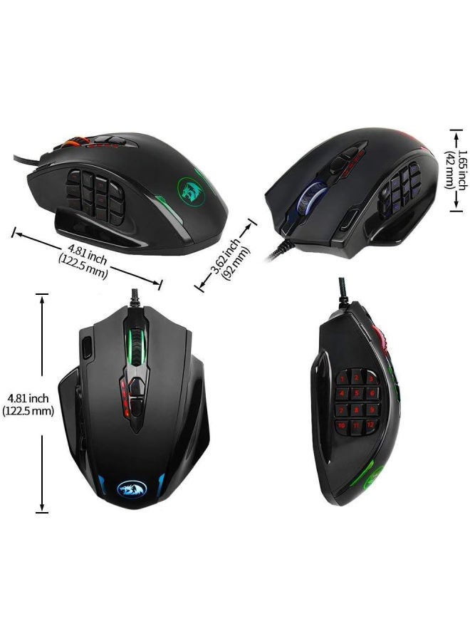 REDRAGON - M908 Laser Wired Gaming Mouse With Side Buttons Black - Image 1