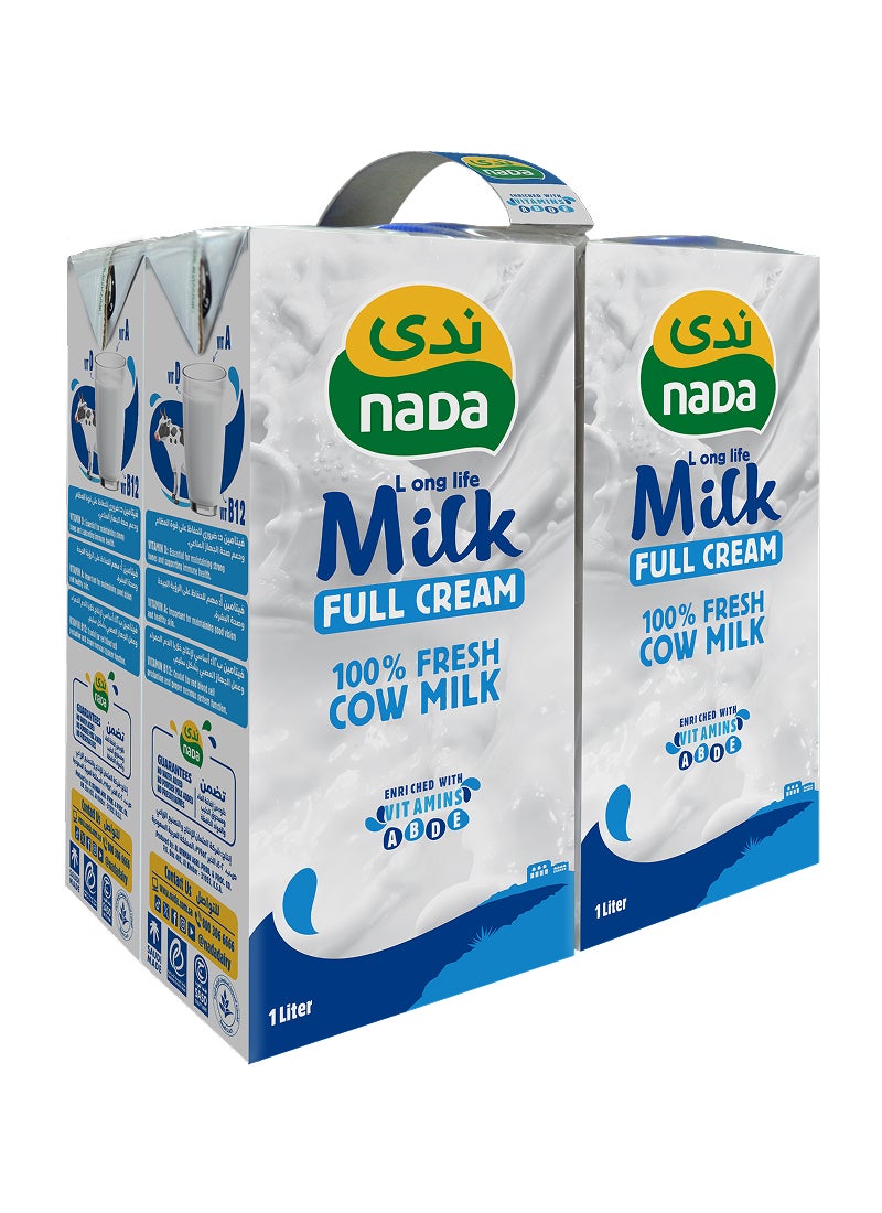 Nada Long Life Milk Full Cream Plain 1Liters Pack of 4  - Image 1