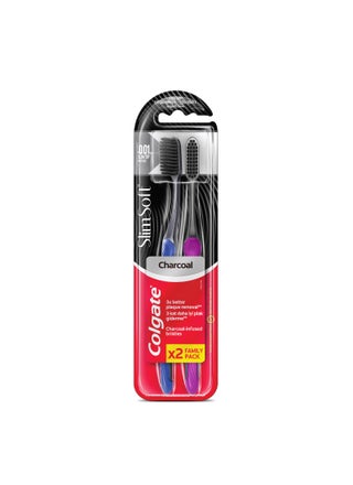 Slim Soft Charcoal Toothbrush, 1+1 Free Multicolor - pnsku/N34850512A/45/_/1750409242/8b8a77c1-6565-4590-a045-63803202aee0