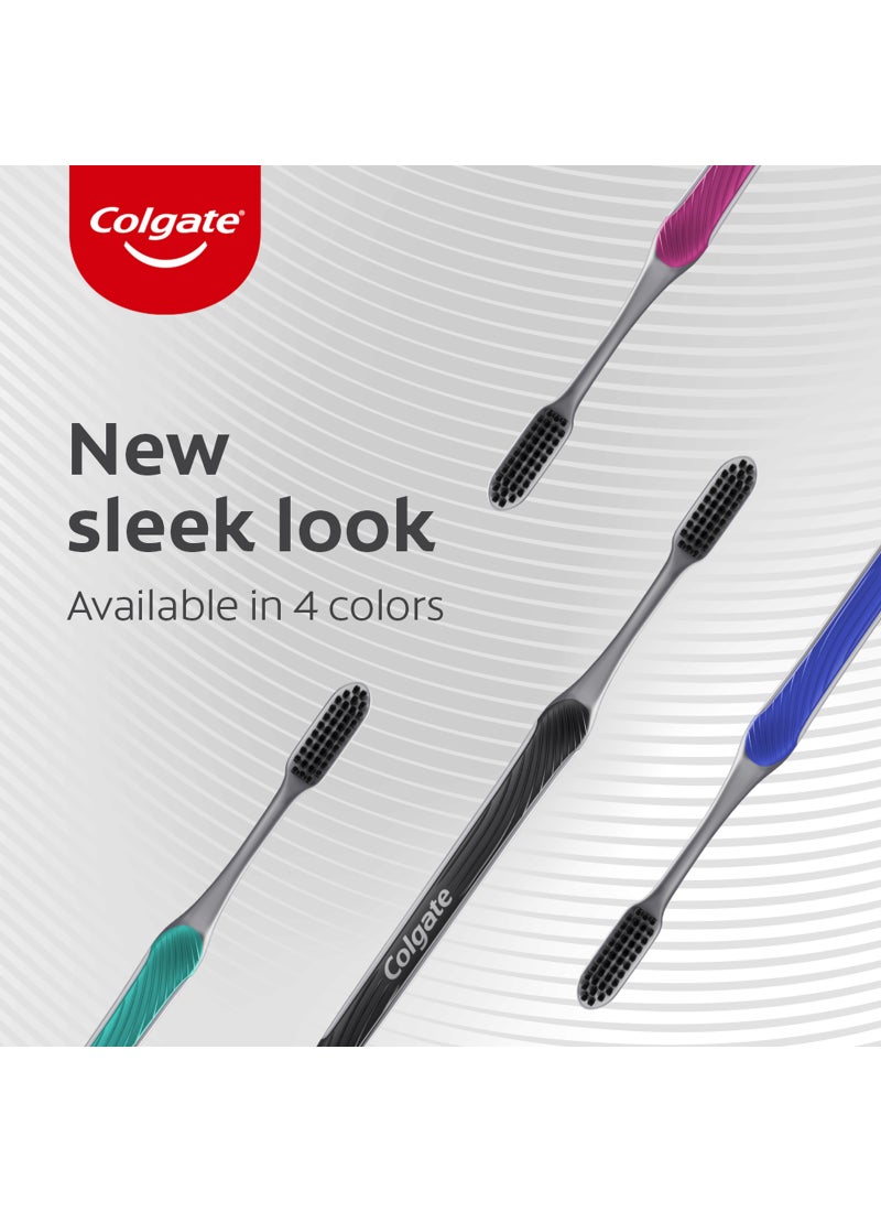 Slim Soft Charcoal Toothbrush, 1+1 Free Multicolor