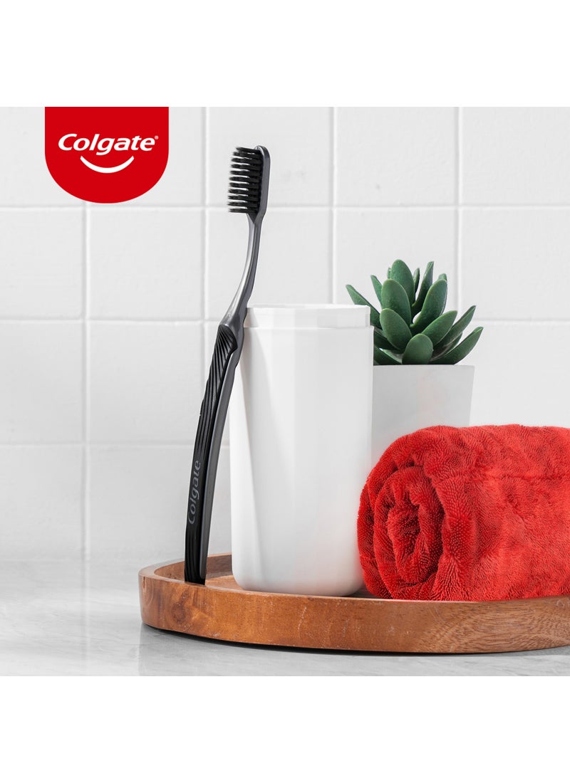 Slim Soft Charcoal Toothbrush, 1+1 Free Multicolor