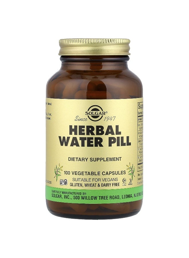 Solgar Herbal Water Pill Dietary Supplement 100 Capsules - Image 1