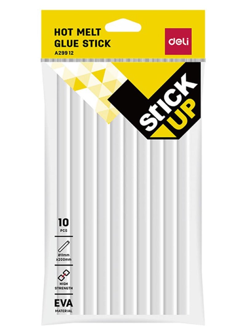 Deli 10-Piece Hot Melt Thick Glue Stick,  11mm Clear