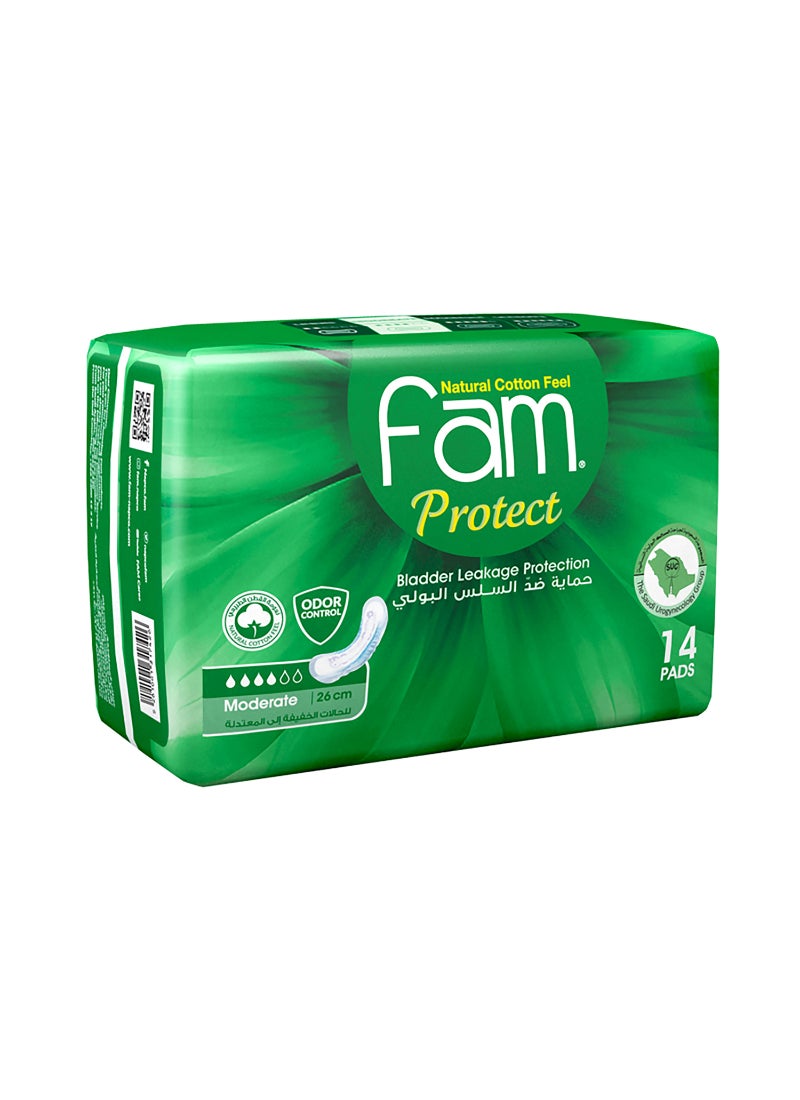 فام فوط صحية للحماية من السلس البولي، 14 فوطة أبيض 26سم - Image 1