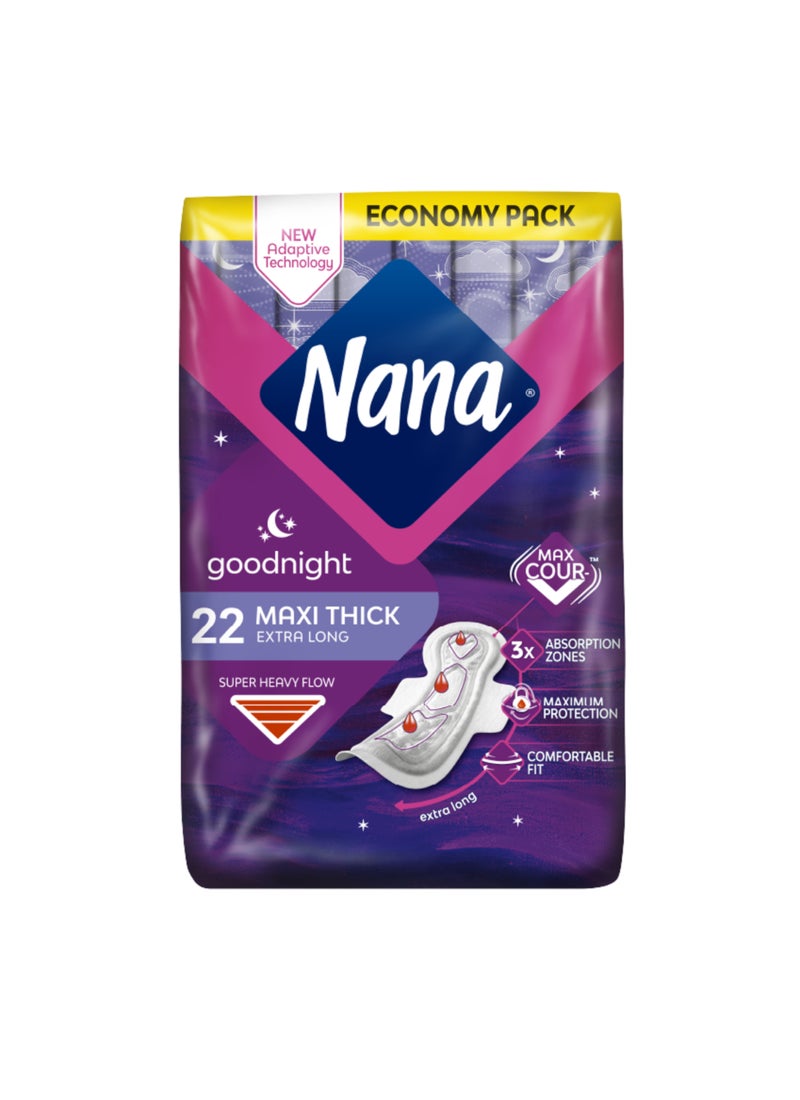 Nana Maxi Good Night With Wings Pads, 22 Count White - Image 1