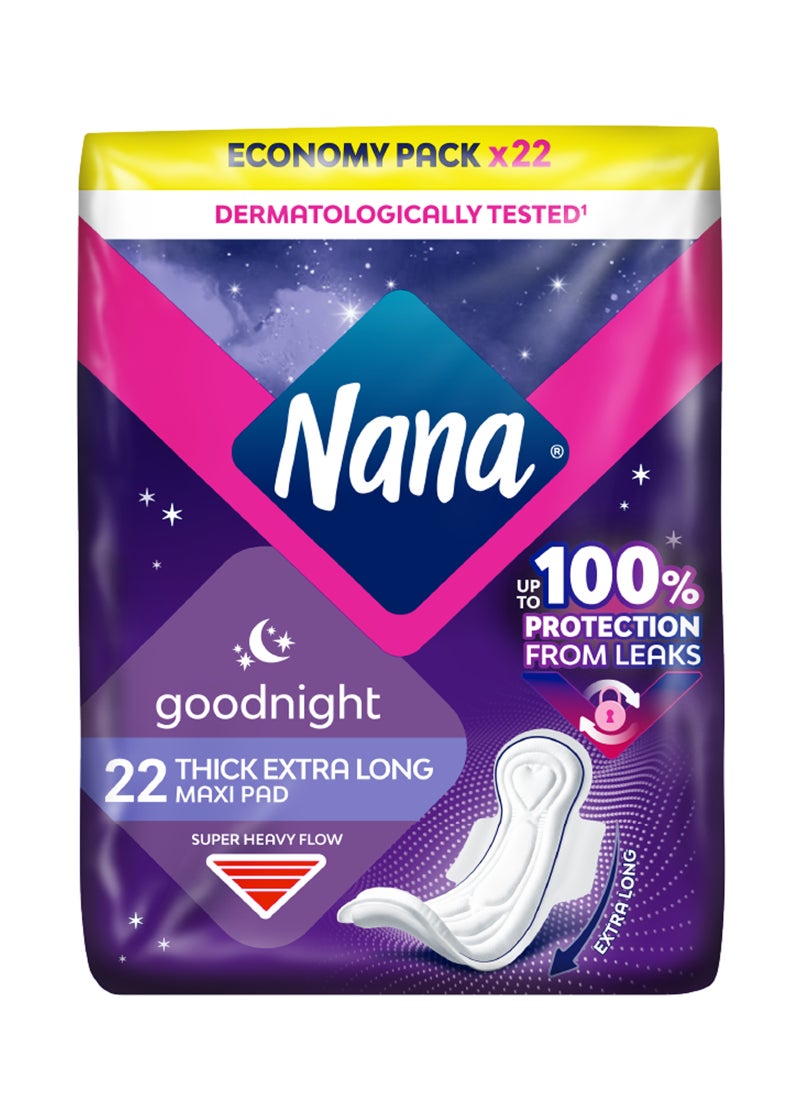 Nana Maxi Good Night With Wings Pads, 22 Count White 22 Count - Image 1