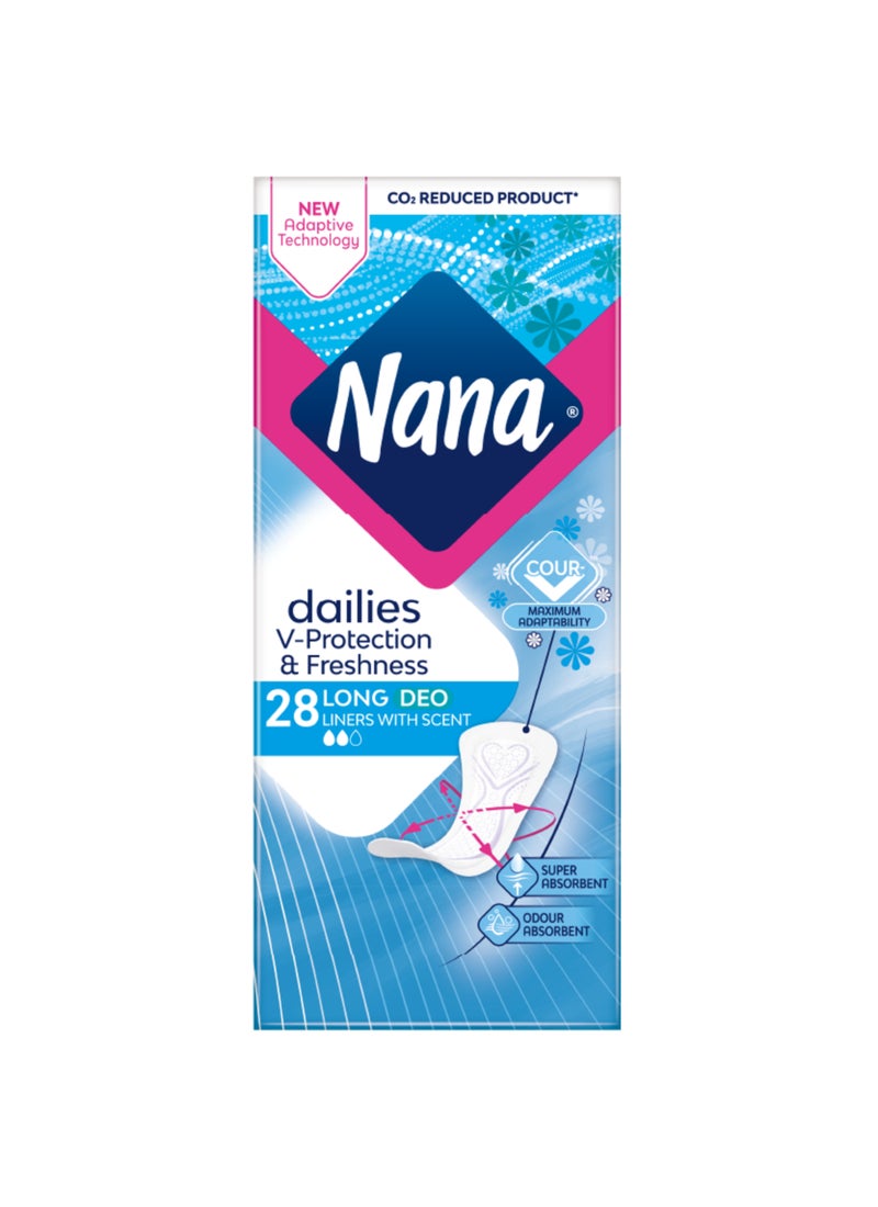 Nana Daily Fresh Liners Long Pads, 28 Count White - Image 1