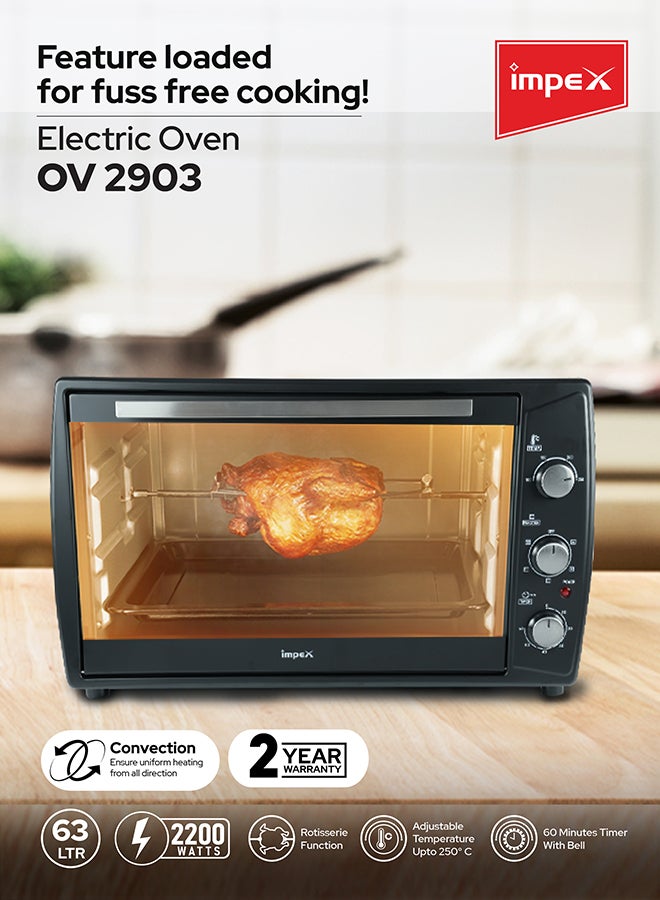 إمبكس - فرن كهربائي مع وظيفة الحمل الحراري 63 L 2200 W OV 2903 أسود/فضي - Image 1