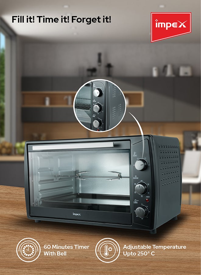 إمبكس - فرن كهربائي مع وظيفة الحمل الحراري 63 L 2200 W OV 2903 أسود/فضي - Image 1
