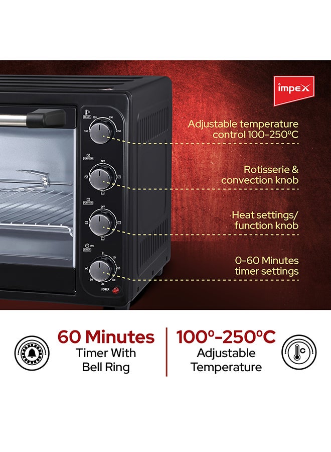 إمبكس فرن كهربائي بخاصية الحمل الحراري 100 L 2200 W OV 2904 أسود/فضي  - Image 4