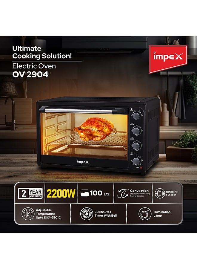 إمبكس فرن كهربائي بخاصية الحمل الحراري 100 L 2200 W OV 2904 أسود/فضي  - Image 2