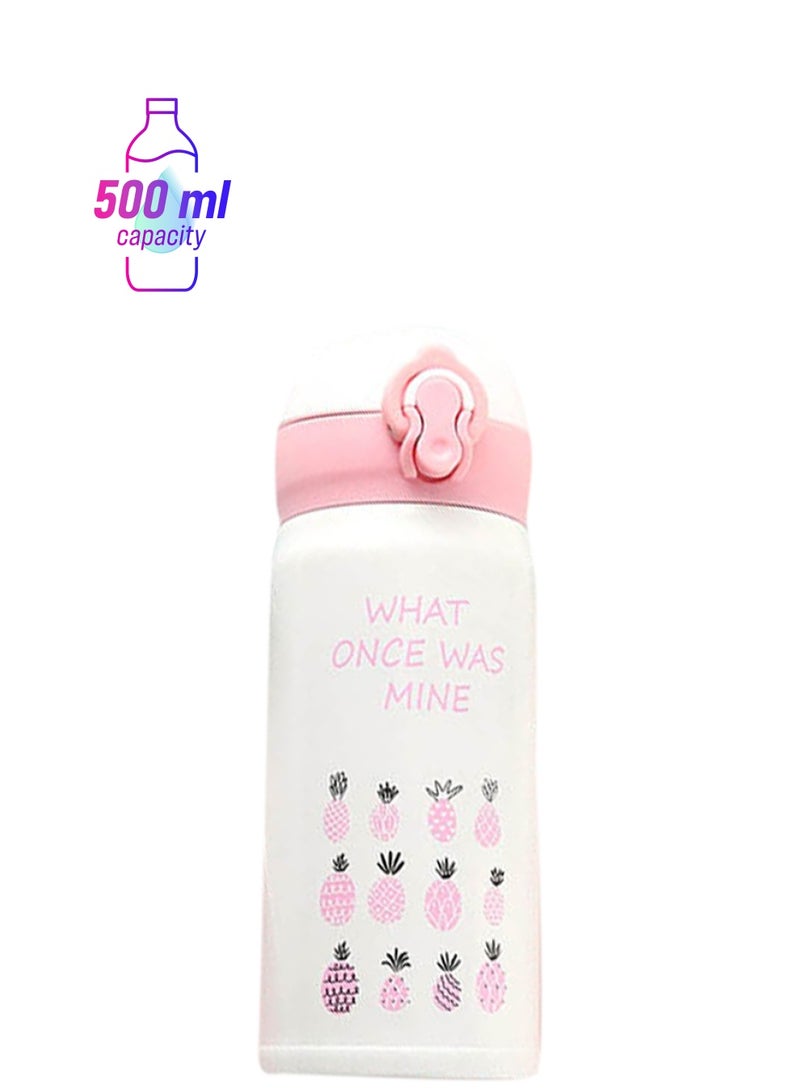 Beauenty Flamingo Pattern Thermocup Bouncing Cover Water Bottle Pink/White - Image 1