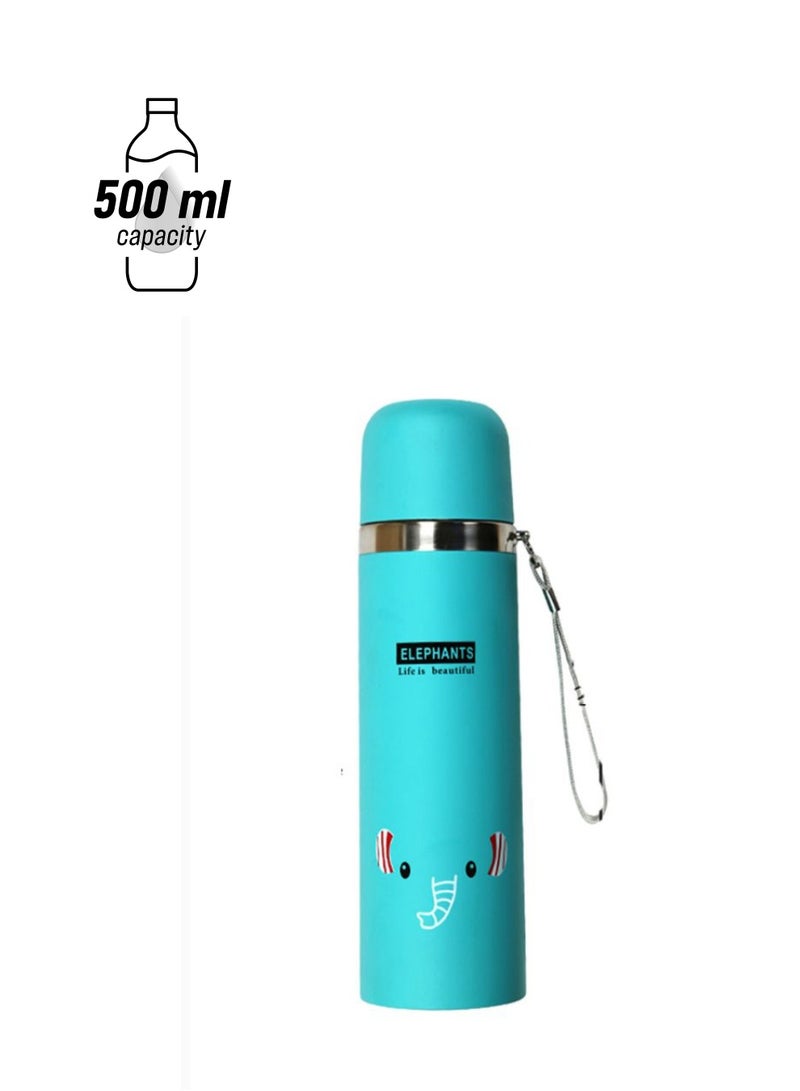 بيوينتي زجاجة مياه مزين بطباعة حيوان محبب أزرق/ أسود/ بني - Image 1