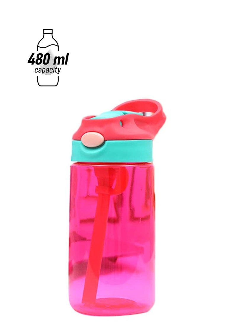 Beauenty Creative Cartoon Water Bottle With Straw Pink/Blue  - Image 1