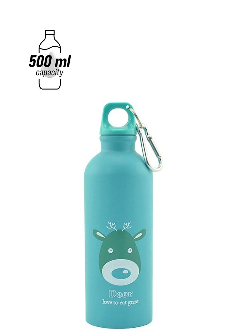 زجاجة مياه بنمط حيوان كرتوني أزرق/ أبيض