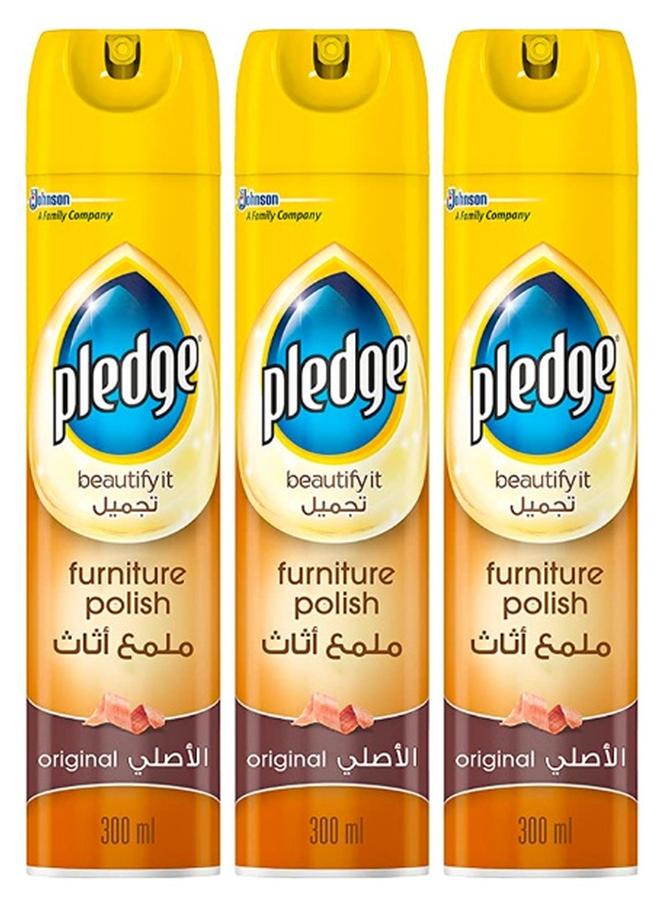 Pledge Original Furniture Polish, 300ml × 2+1 - Image 1