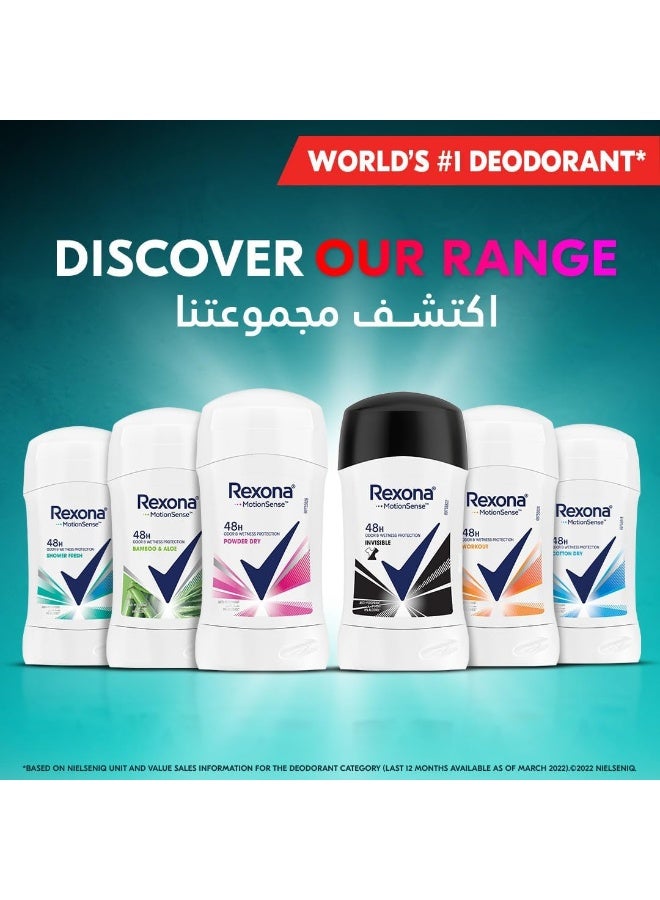 Rexona - Women Antiperspirant Deodorant Stick, 48 hour sweat & odor protection, Cotton Dry, with MotionSense technology 40grams - Image 1