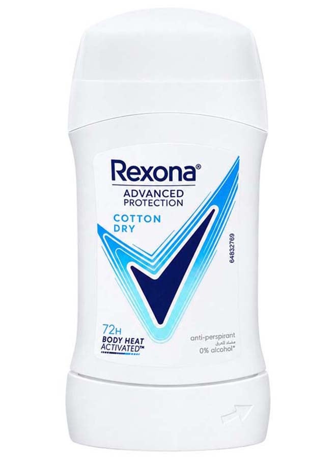 Rexona Women Antiperspirant Deodorant Stick, 72 hour sweat & odor protection, Cotton Dry, with MotionSense technology 40grams 40grams - Image 1