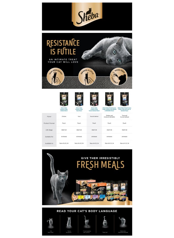 Sheba - Tuna Flavour Creamy Treats 4 Pouches Multicolour 12grams - Image 1