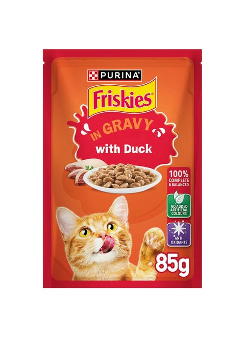 Friskies Duck Chunks In Gravy Wet Cat Food Pouch Multicolour 85grams