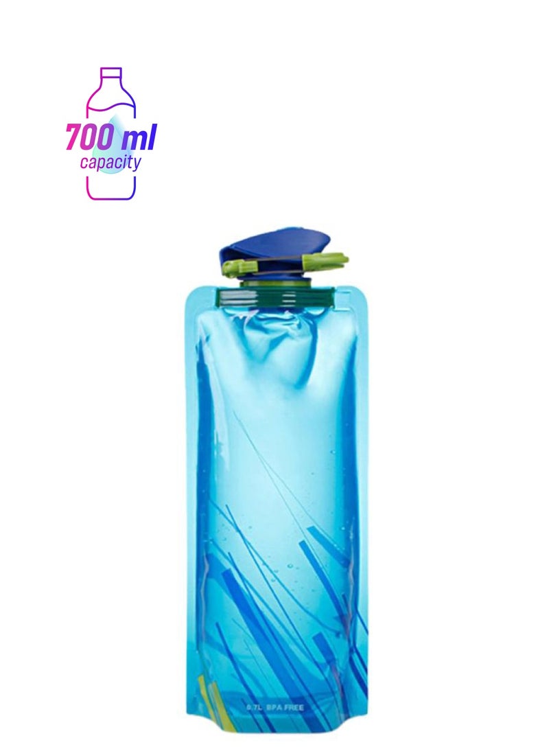 زجاجة لشرب الماء قابلة للطي وإعادة الاستخدام لون أزرق 13x23سم