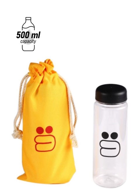 Water Bottle With Cover Clear/Black 500ml
