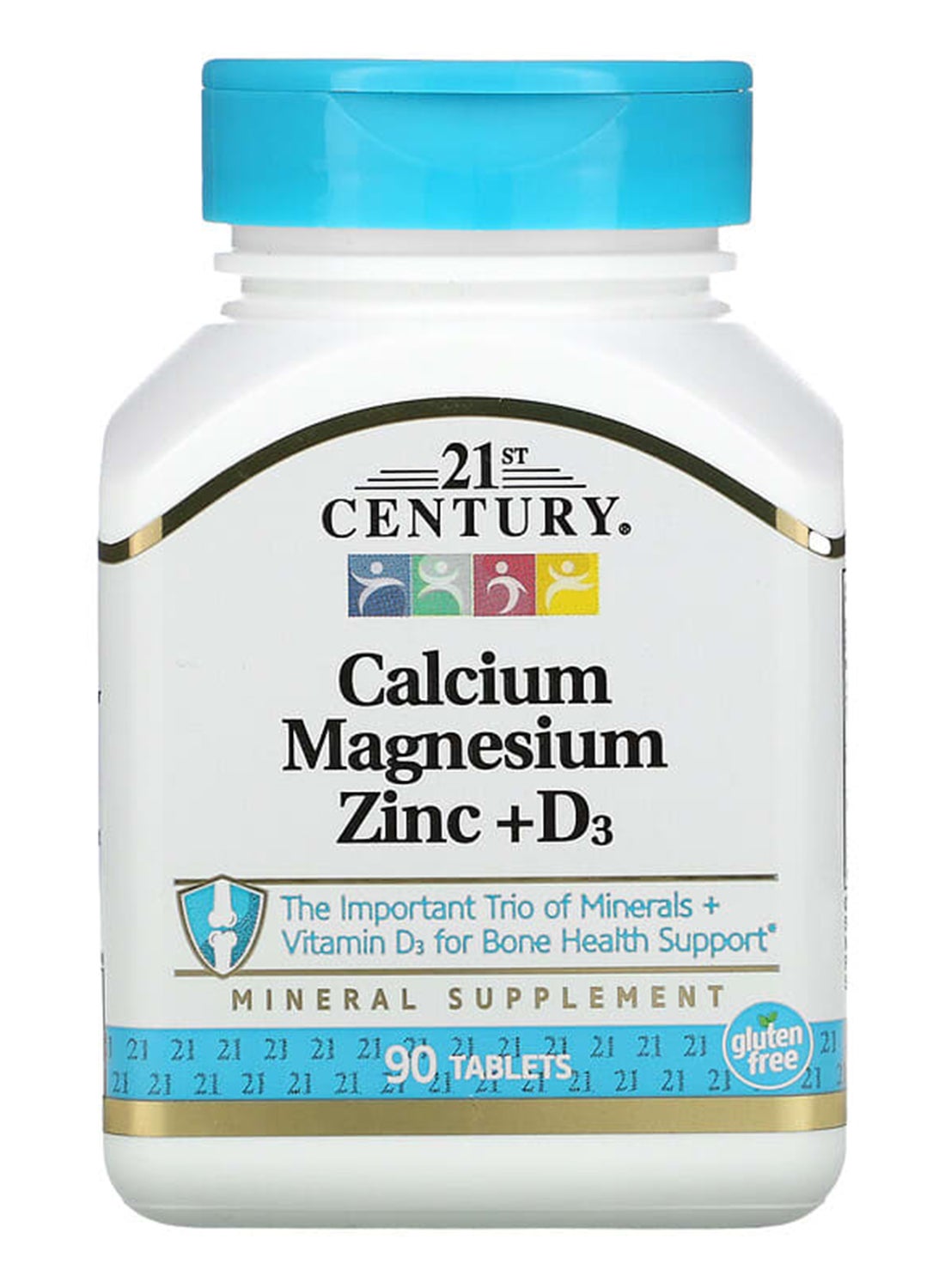 Calcium Magnesium Zinc + D3 Mineral Supplement - 90 Tablets 