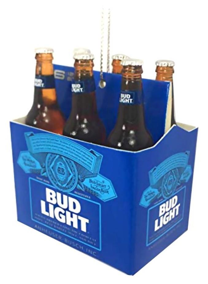 Kurt Adler Bud Light Six-Pack Miniature Ornament Blue/White/Brown 2.6inch
