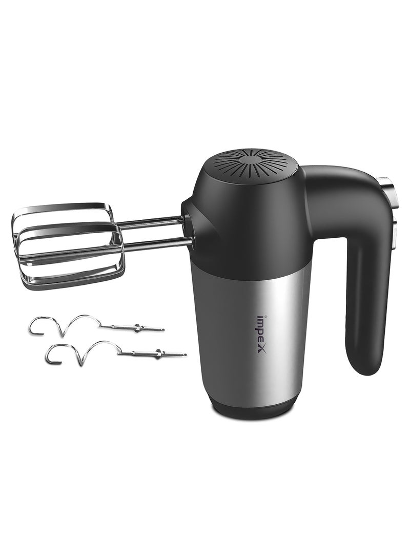 Impex 5-Speed Hand Mixer | Electric Handheld Mixer with Durable ABS Body | Includes Egg Beaters & Dough Hooks | 200W Powerful Motor, Ergonomic Design | Perfect for Whipping Cream, Beating Eggs, or Kneading Dough | HM3302 200 W HM 3302 Black - Image 1
