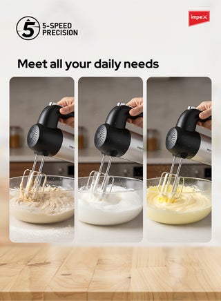 5-Speed Hand Mixer | Electric Handheld Mixer with Durable ABS Body | Includes Egg Beaters & Dough Hooks | 200W Powerful Motor, Ergonomic Design | Perfect for Whipping Cream, Beating Eggs, or Kneading Dough | HM3302 200 W HM 3302 Black - view 4