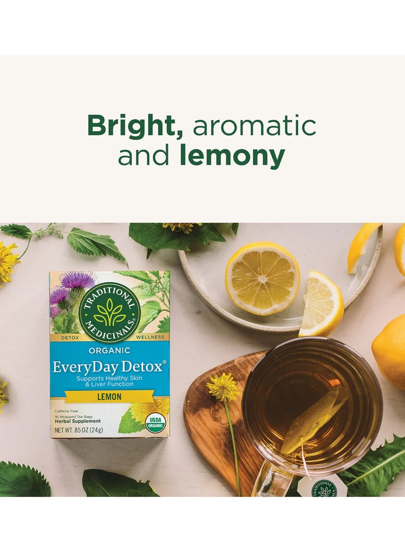 Traditional Medicinals Organic Everyday Detox, Infused with Lemon, Supports Healthy Skin and Liver Function, Caffeine Free, 16 Tea Bags  - Image 3