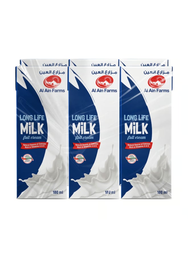 Al Ain Farms Long Life Full Fat Milk Plain 180ml Pack of 6  - Image 1
