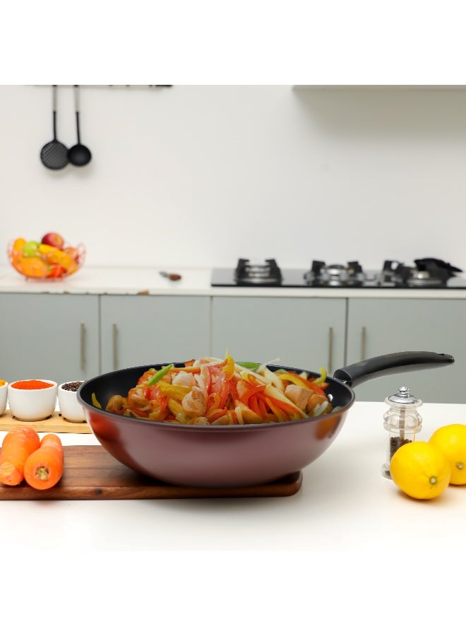 Royalford Carbon Steel Wokpan Red 30cm  - Image 1