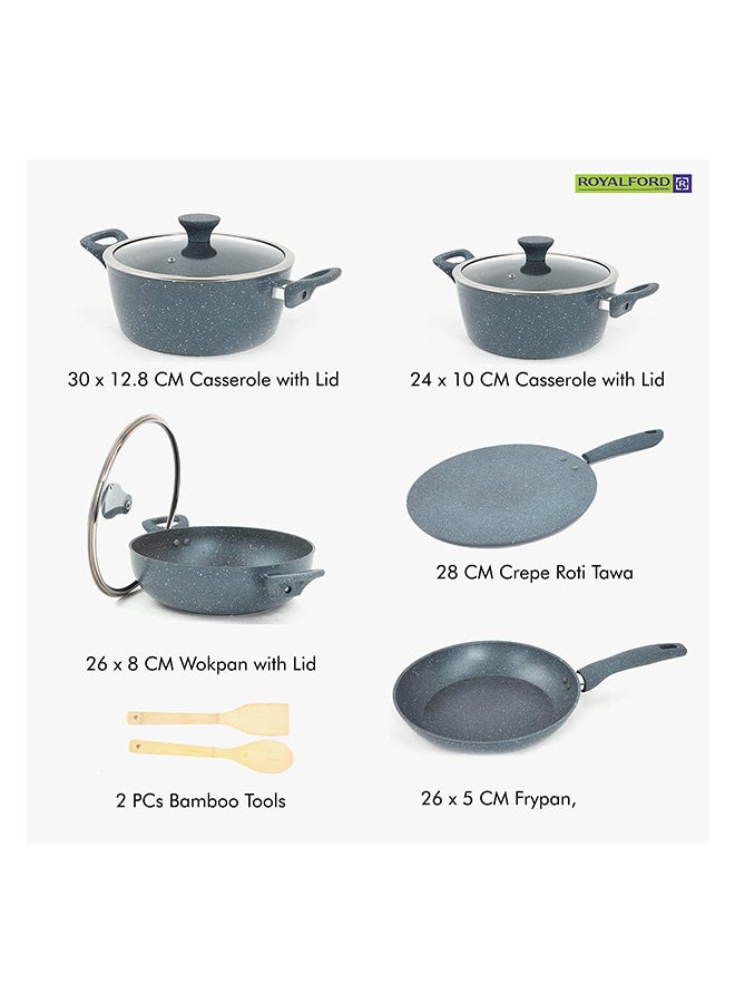 رويال فورد طقم أواني طهي و قدور من الألومنيوم مكون من 10 قطع أصفر 28X11.7سم - Image 4