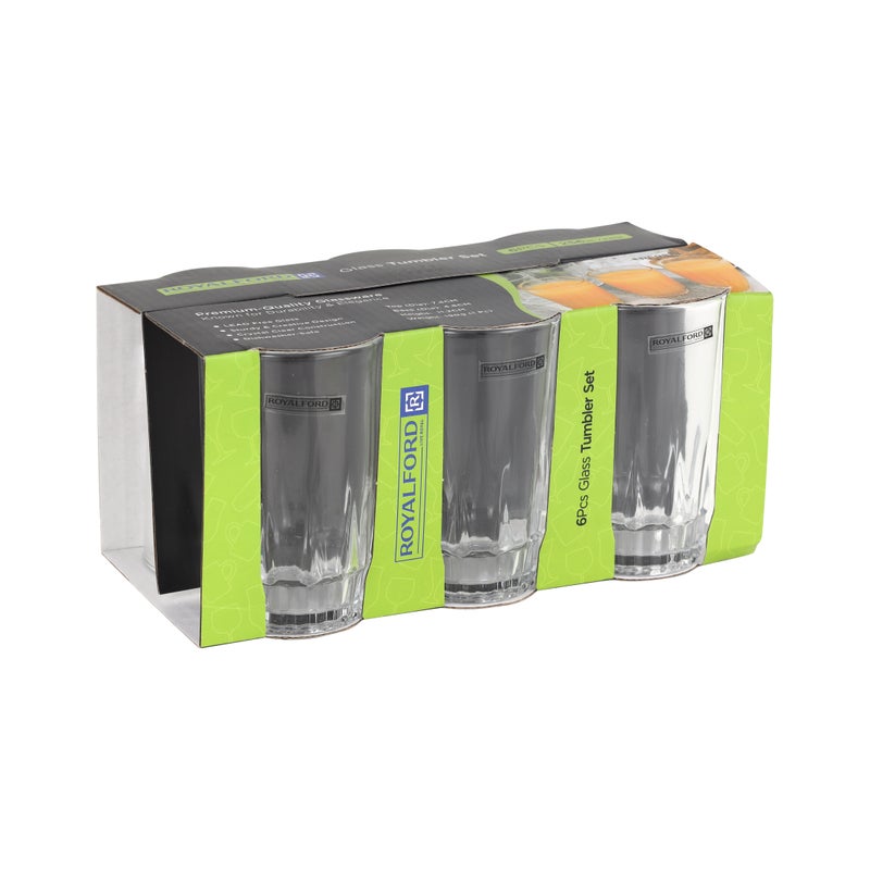 Royalford 6 Pieces Glass Tumbler Set 256Ml /8.5Oz Premium Quality Glassware Durability And Elegance 25.2X13X11.5 Cm Clear 25.2x13x11.5cm  - Image 1