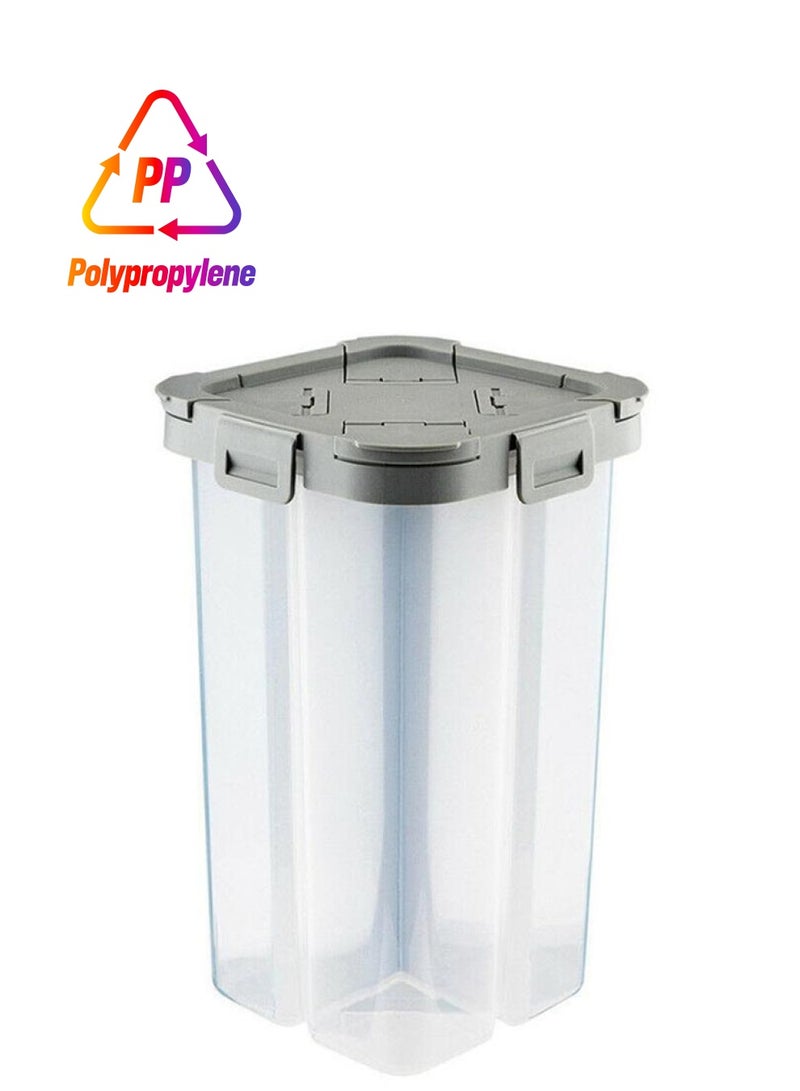 حافظة تخزين حبوب الإفطار مقسمة إلى 4 شفاف/رمادي 15X15X25سم - Image 1