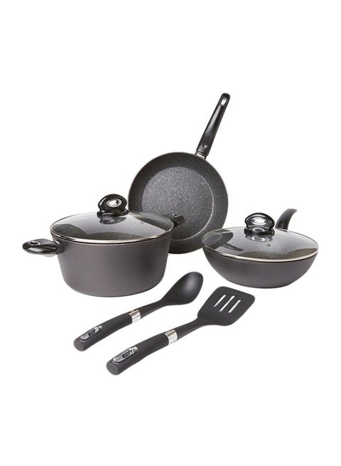 7-Piece Orion Forged Aluminium Induction Bottom Non-Stick Cookware Set Black