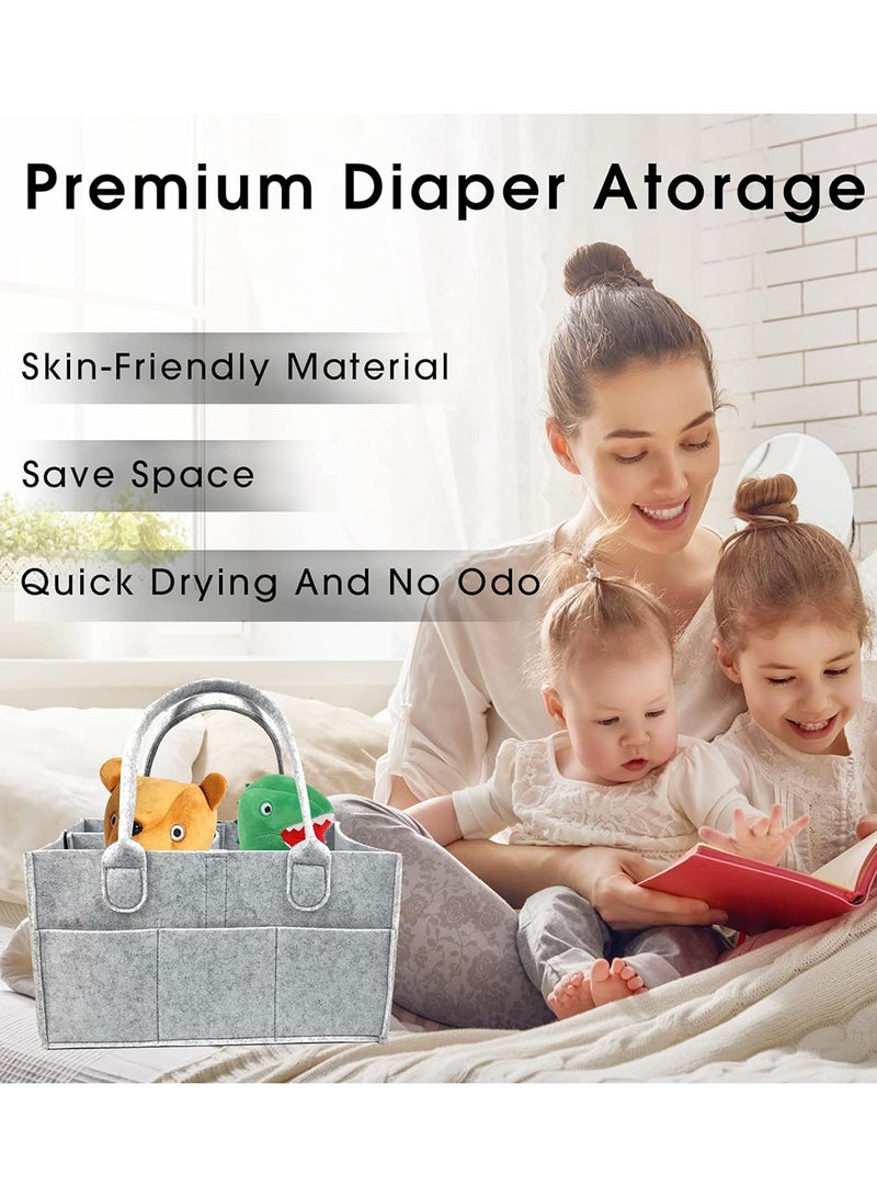 Jusinhel - Baby Diaper Caddy Organizer Basket Portable Storage Bin Large Nursery Bag, Newborn - Grey - Image 1
