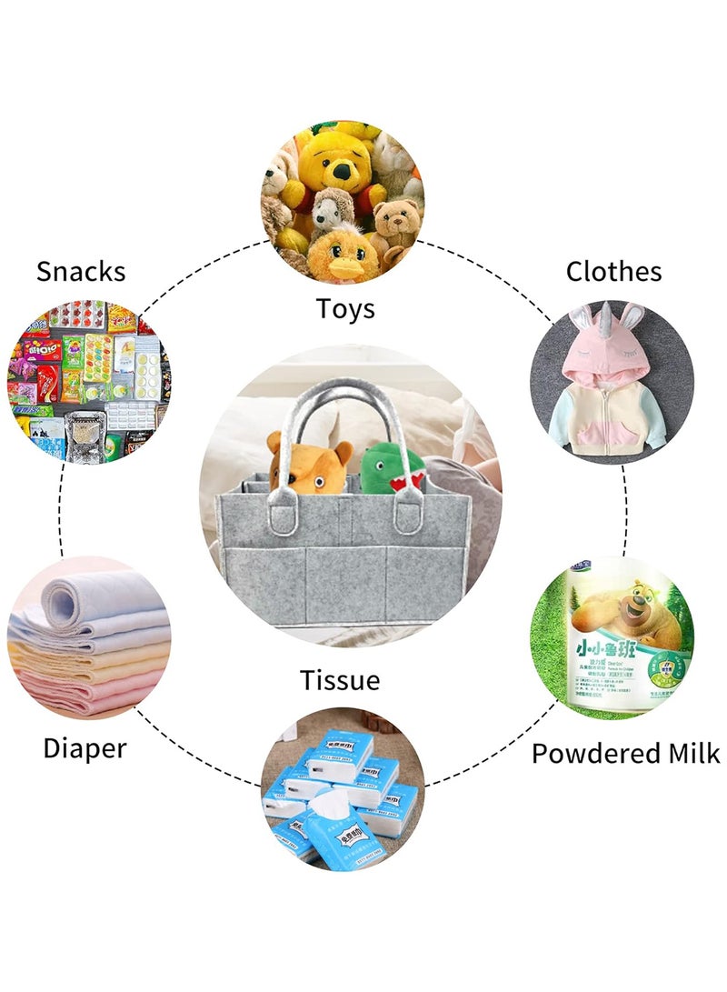 Jusinhel - Baby Diaper Caddy Organizer Basket Portable Storage Bin Large Nursery Bag, Newborn - Grey - Image 1