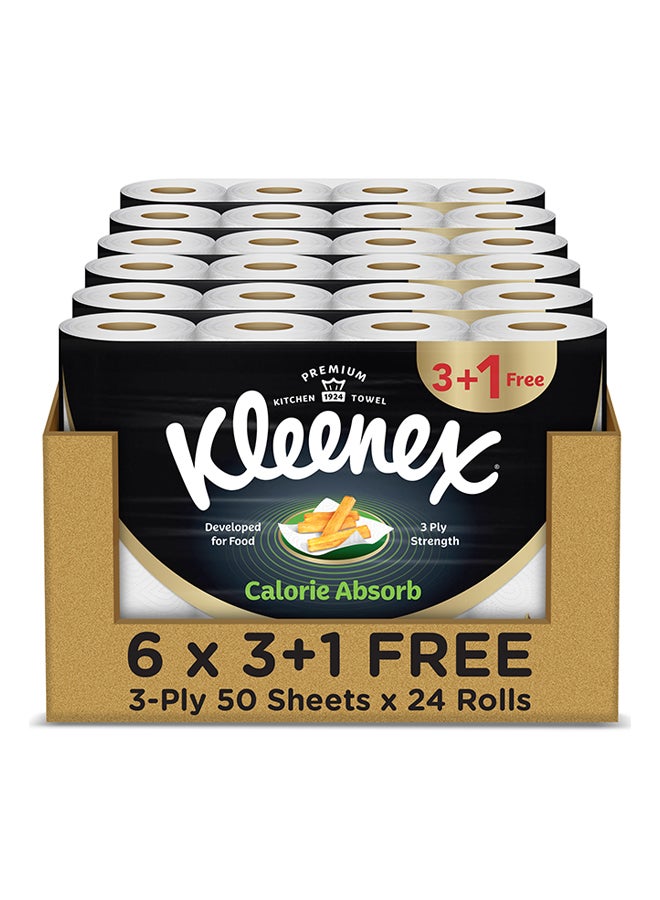 كلينيكس لفائف مناشف مطبخ ممتازة لامتصاص الزيوت، 55 ورقة، مجموعة من 24 قطعة أبيض 50 Sheets  - Image 1