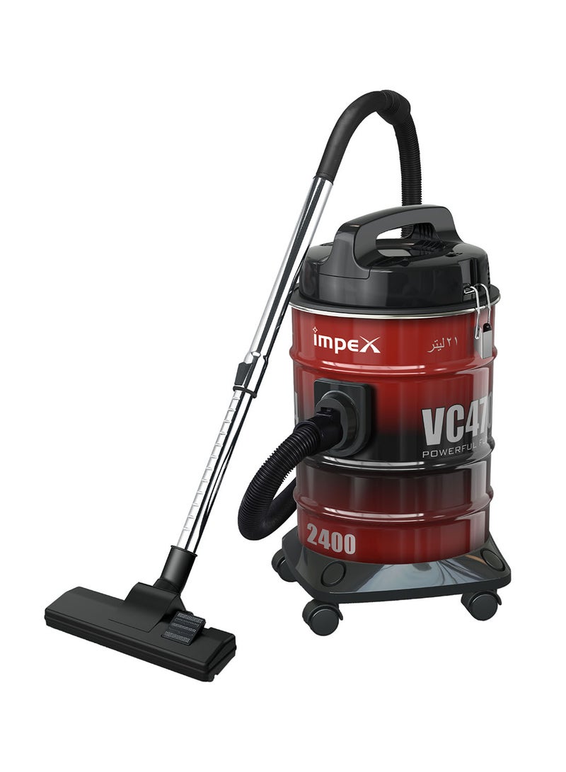 Impex 21L Large Capacity Vacuum Cleaner | 2000W High Power, Strong Metal Body, Blower Function, Telescopic Tube & Dust Full Indicator | Low Noise Operation | Spotless Clean Multi Surfaces Cleaner | With Carrying Handle | Red and Black | VC4704 21 L 2000 W VC4704 Multicolour - Image 1